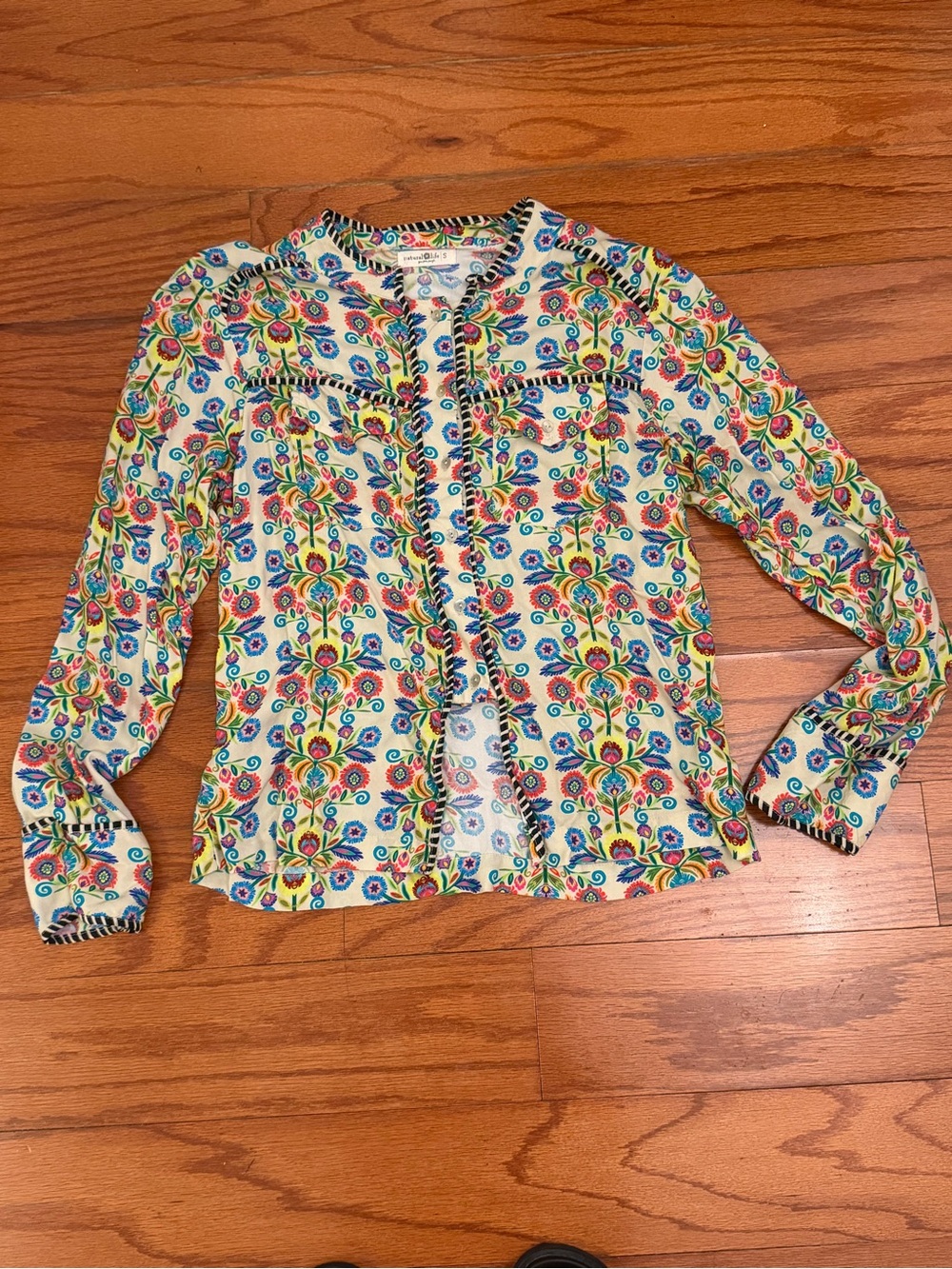 Natural Life-Girls' Multicolor Floral Long-Sleeve Button-Front Top